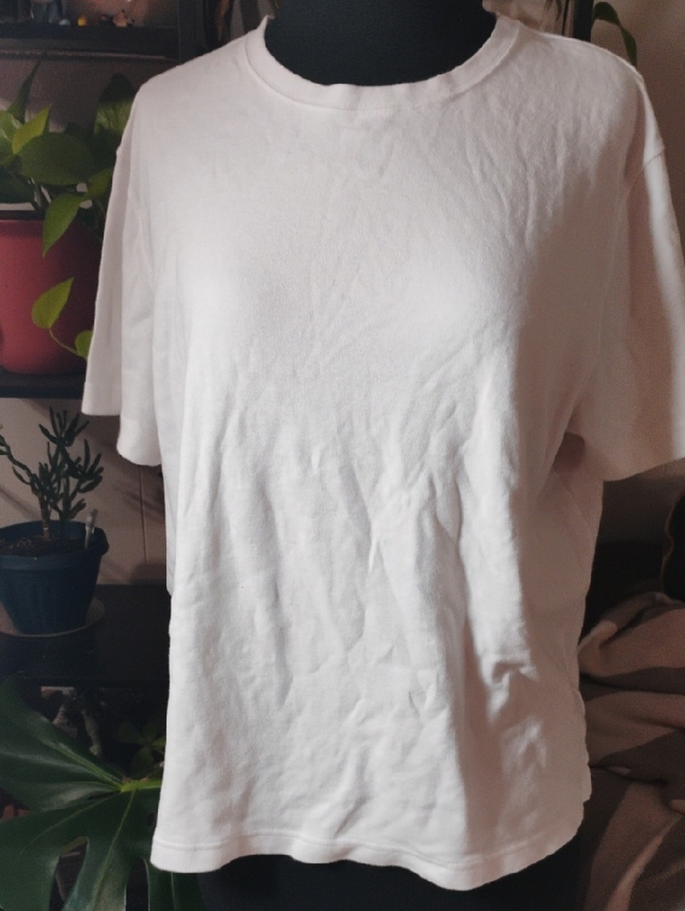 Kim Rogers White Short-Sleeve Crewneck Top